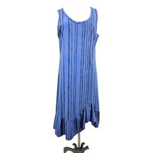 New Prairie Cotton Summer Dress Womens M Blue Stripe Sleeveless USA NWOT